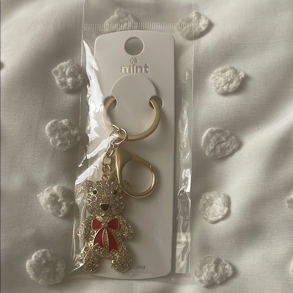 Mint Glittering Gold Bear Keychain/Bag Charm